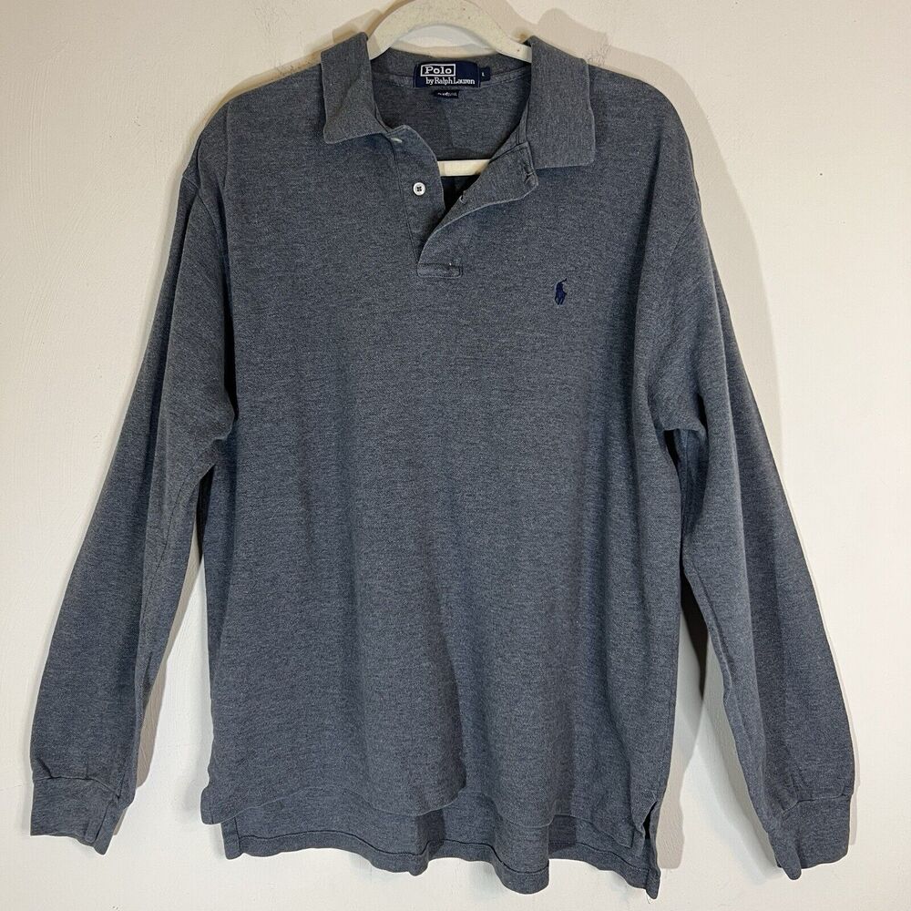 Polo Ralph Lauren 1/4 Button Polo Shirt Long Sleeve Gray Men’s size Large